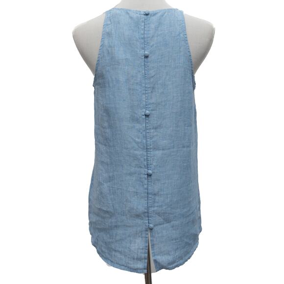 Joie Chambray Delave Sleeveless Button-Back Linen Dany Top Size XS - Picture 3 of 9